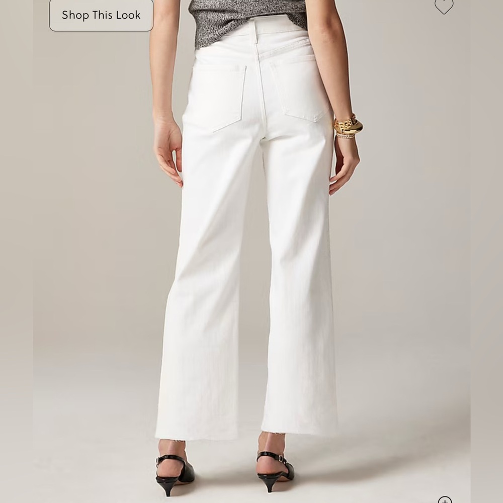 NWT J. Crew Petite slim-wide jean in White Denim Cropped Ankle Jeans raw hem - Picture 2 of 12